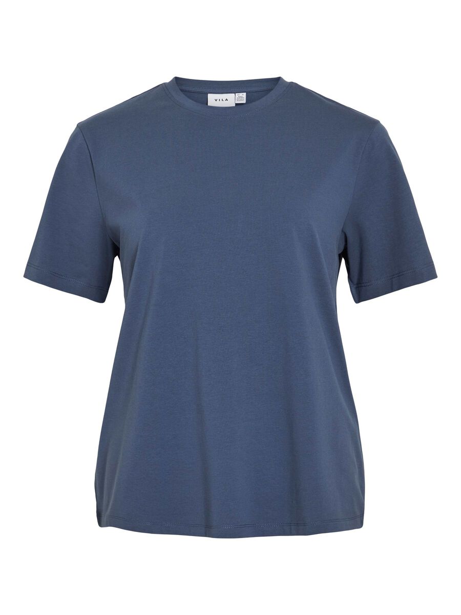 VILA VINORA ROUND NECK T-SHIRT, Vintage Indigo, highres - 14103448_VintageIndigo_001.jpg