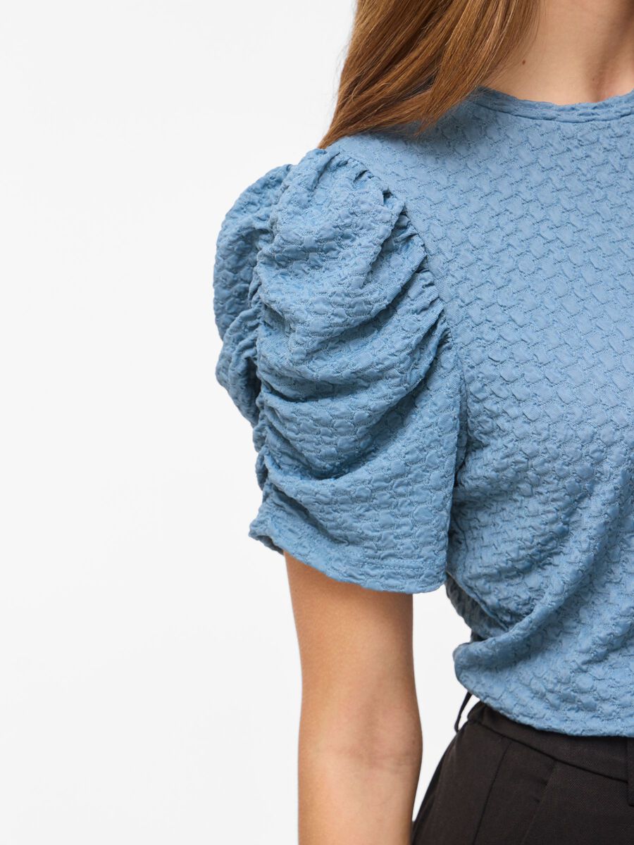 Carousel image - VIANINE ROUND NECK SHORT SLEEVED TOP, Blue Shadow | 5