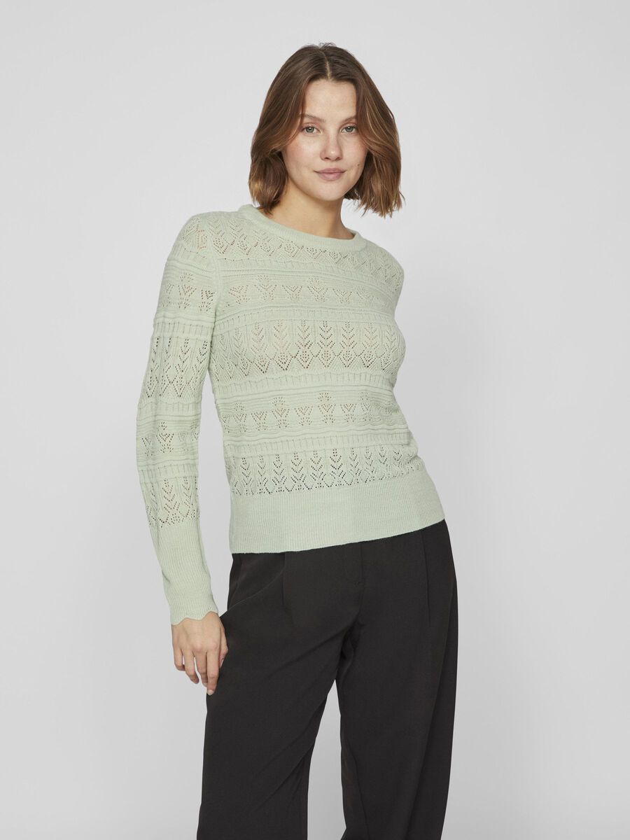 Vila DETAILED KNITTED PULLOVER, Cameo Green, highres - 14094027_CameoGreen_003.jpg