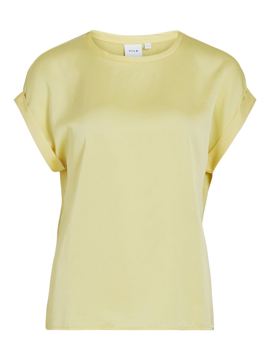 VILA VIELLETTE SHORT SLEEVED TOP, Pale Banana, highres - 14059563_PaleBanana_001.jpg