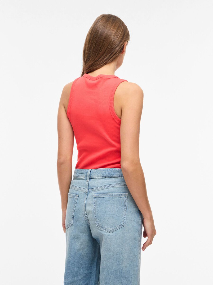 Product carousel image - VISOLA ROUND NECK TOP SENZA MANICHE, Hibiscus | 2