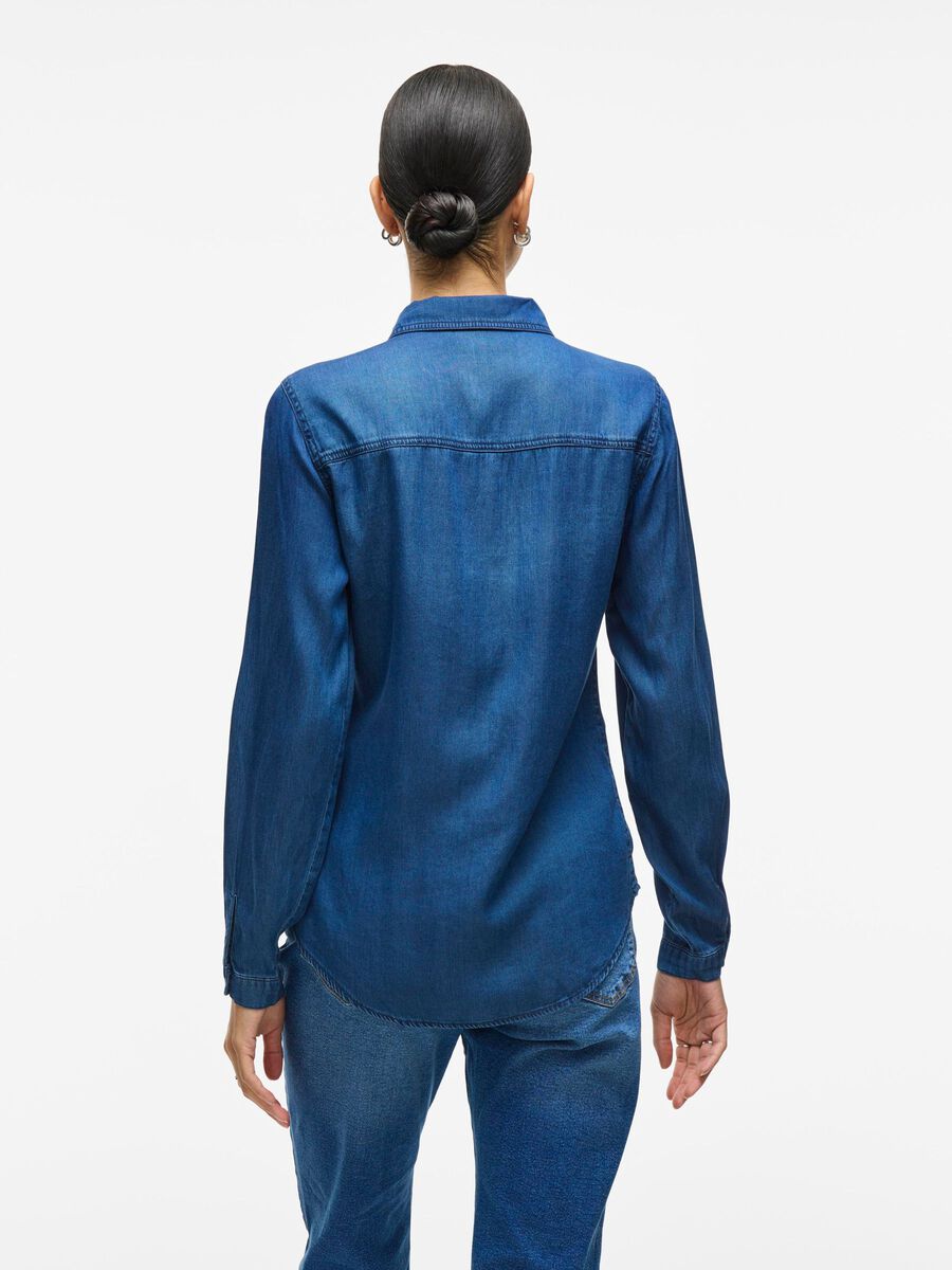 VILA VIBISTA POCKET DENIM SHIRT, Dark Blue Denim, highres - 14033008_DarkBlueDenim_604568_004.jpg