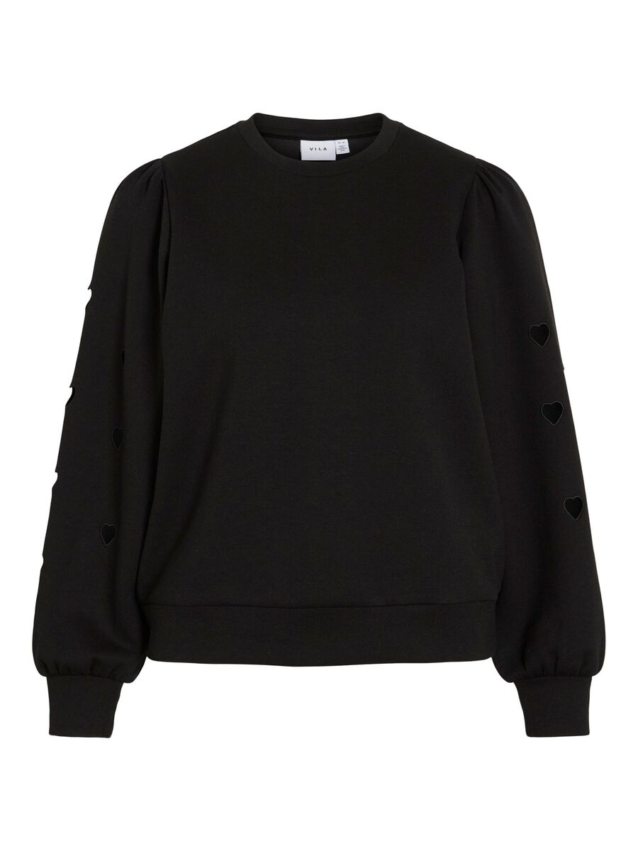 VILA VISIF HERZCHEN CUT-OUT SWEATSHIRT, Black, highres - 14113097_Black_001.jpg