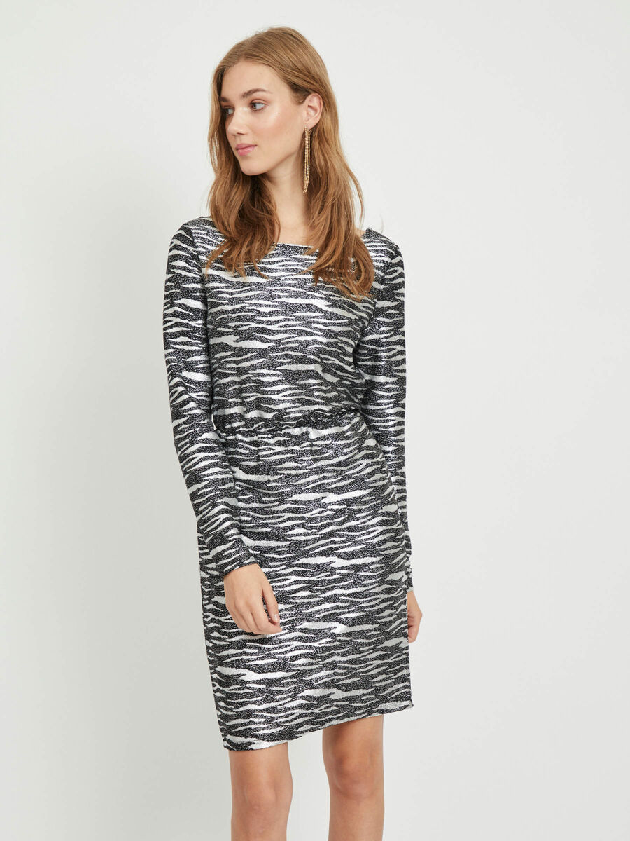 VILA LONG SLEEVED GLITTERY MINI DRESS, Black, highres - 14056316_Black_744306_003.jpg