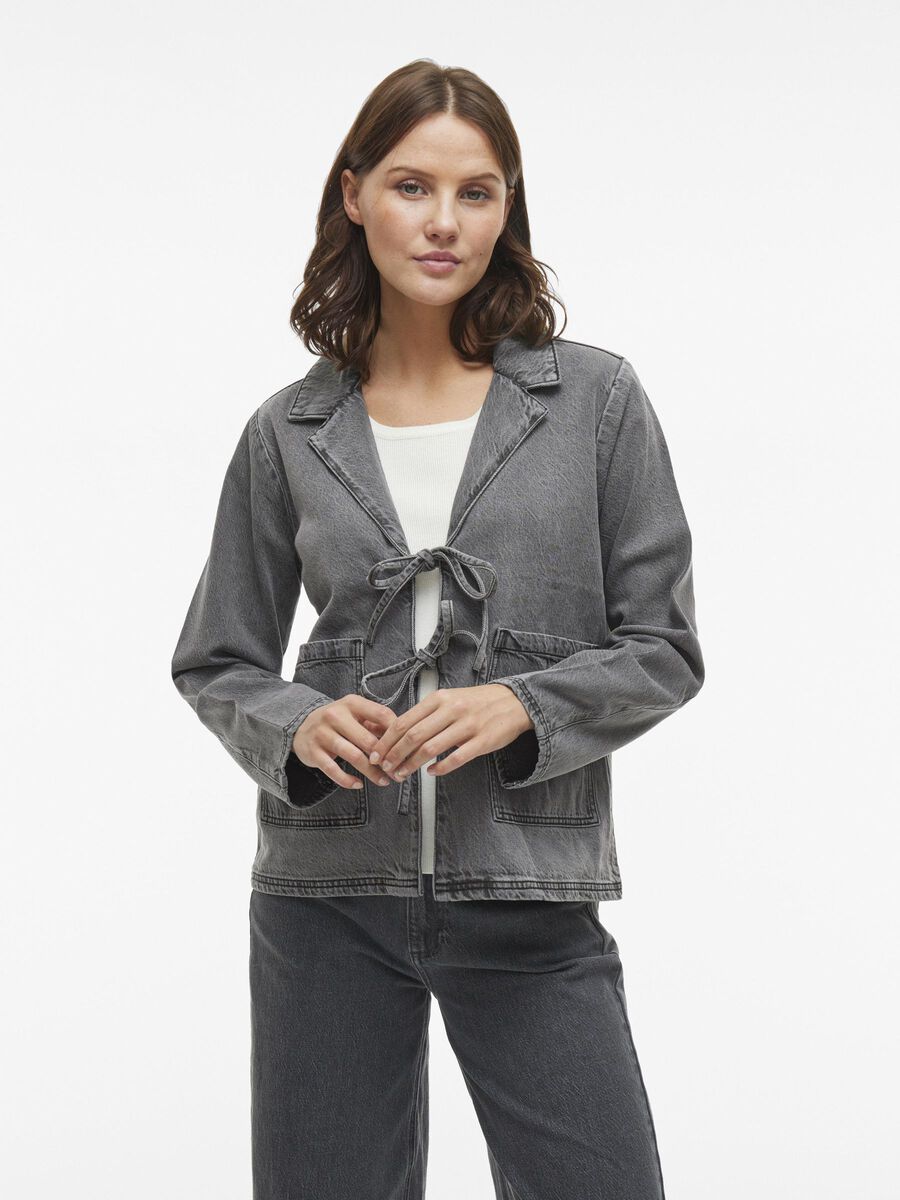 VILA VIKIKI STRIKSLUITING VOORKANT SPIJKERJAS, Dark Grey Denim, highres - 14105646_DarkGreyDenim_003.jpg