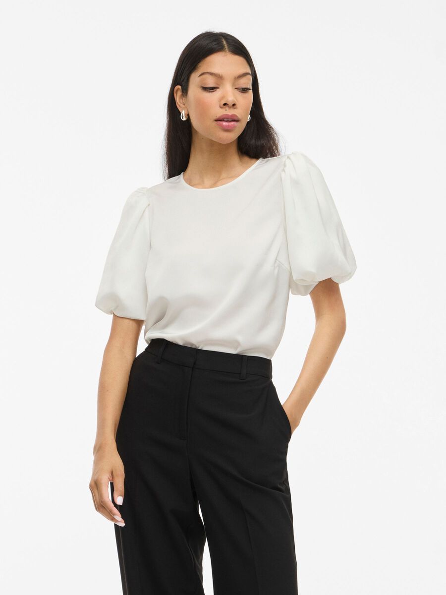 VILA VIELLETTE ROUND NECK SHORT SLEEVED TOP, Snow White, highres - 14107986_SnowWhite_003.jpg