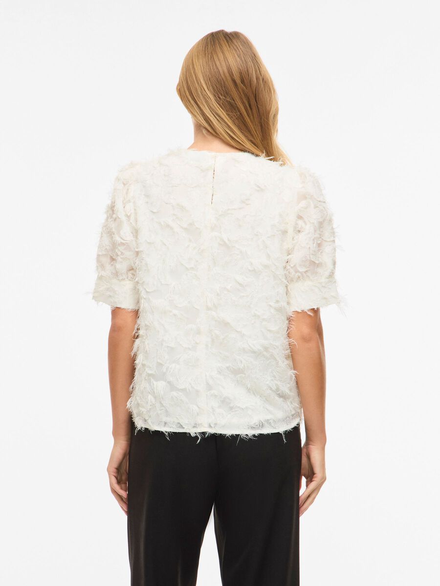 Product carousel image - VILACILA ROUND NECK SHORT SLEEVED TOP, Cloud Dancer | 2