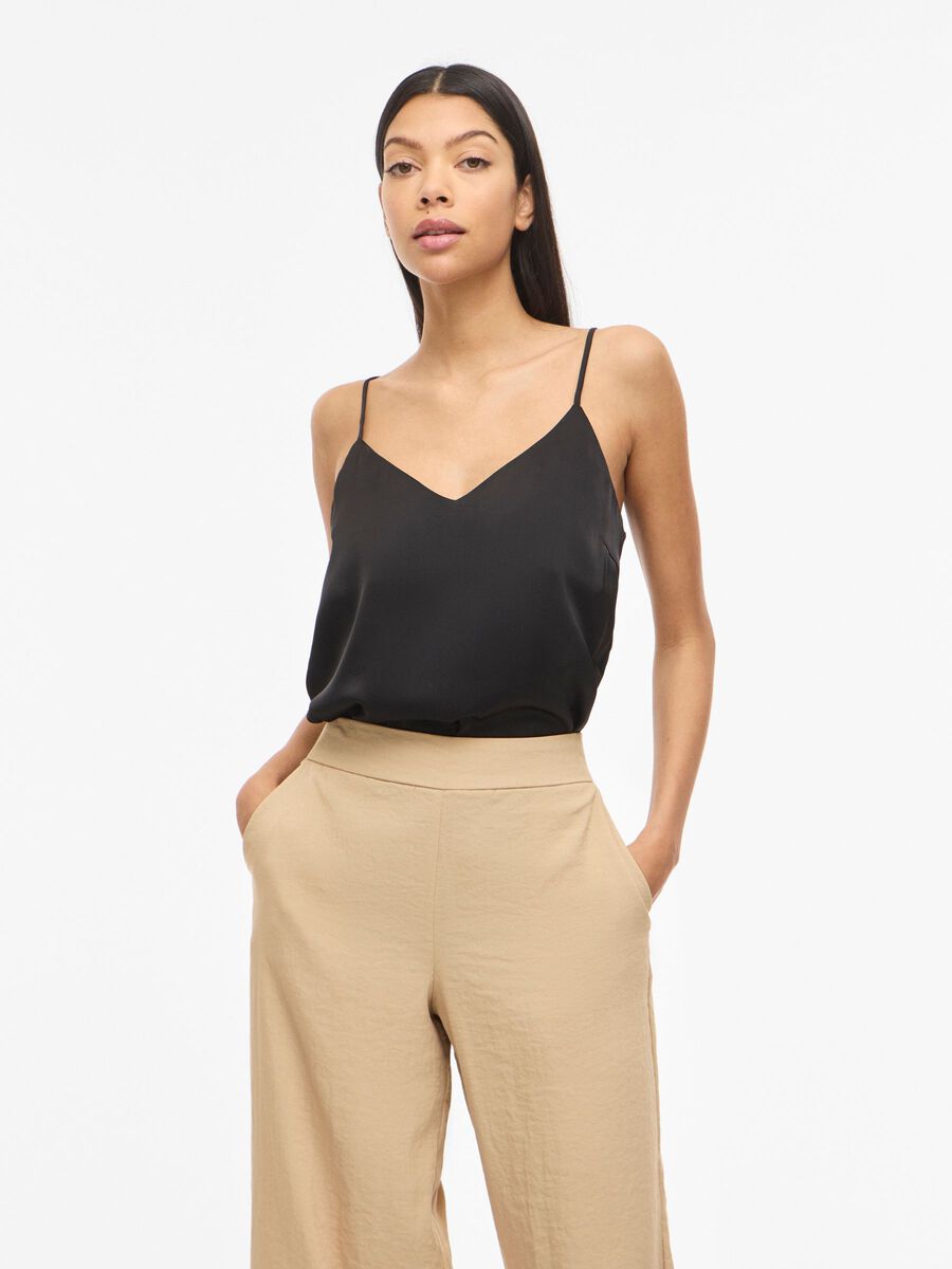 Carousel image - VIENNA RAVENNA V-HALS TOP MET BANDJES, Black | 1