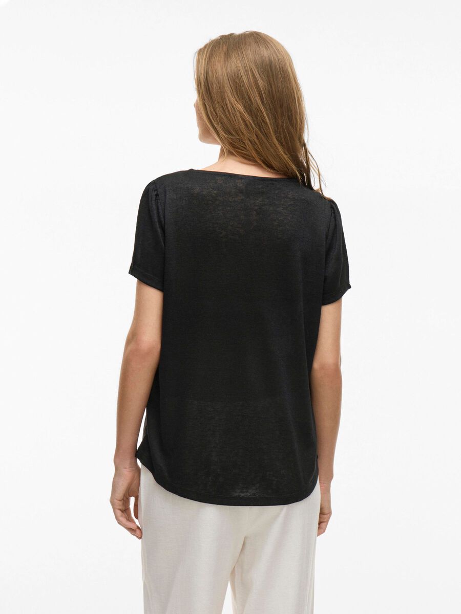 VILA SHORT SLEEVED V-NECK TOP, Black Beauty, highres - 14093441_BlackBeauty_004.jpg