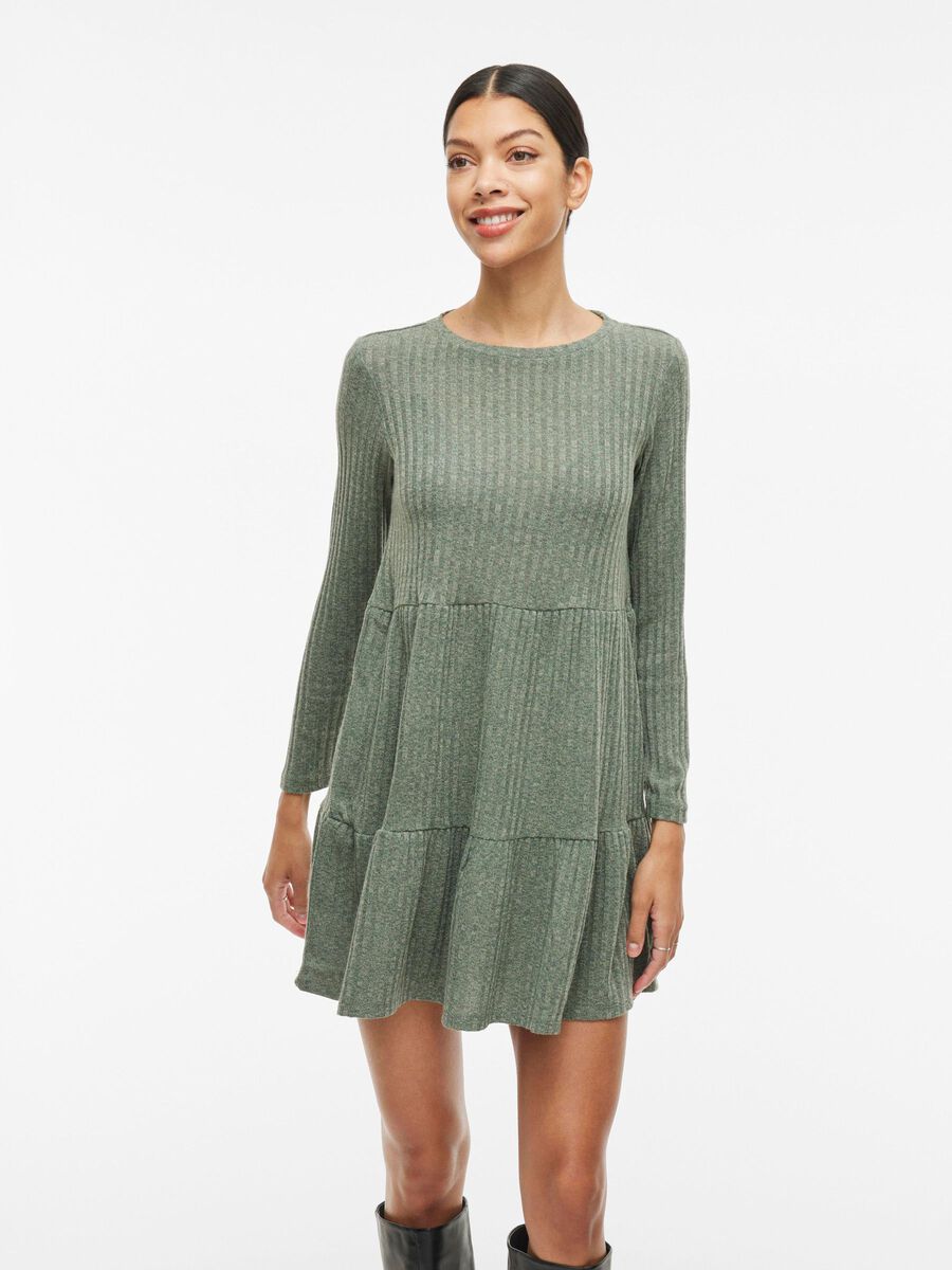 VILA PETITE - LONG SLEEVED SHORT DRESS, Laurel Wreath, highres - 14106070_LaurelWreath_003.jpg