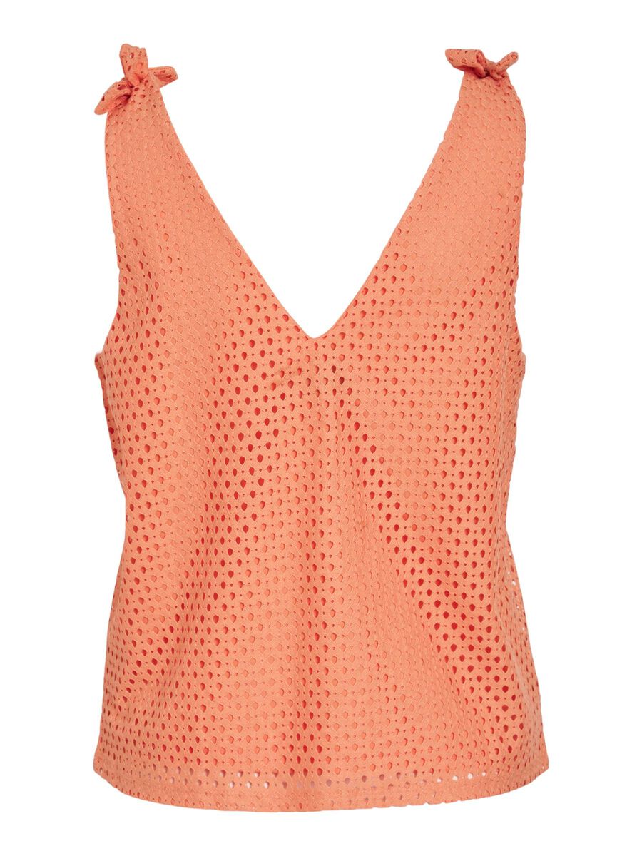 VILA V-NECK SLEEVELESS TOP, Cadmium Orange, highres - 14106641_CadmiumOrange_002.jpg