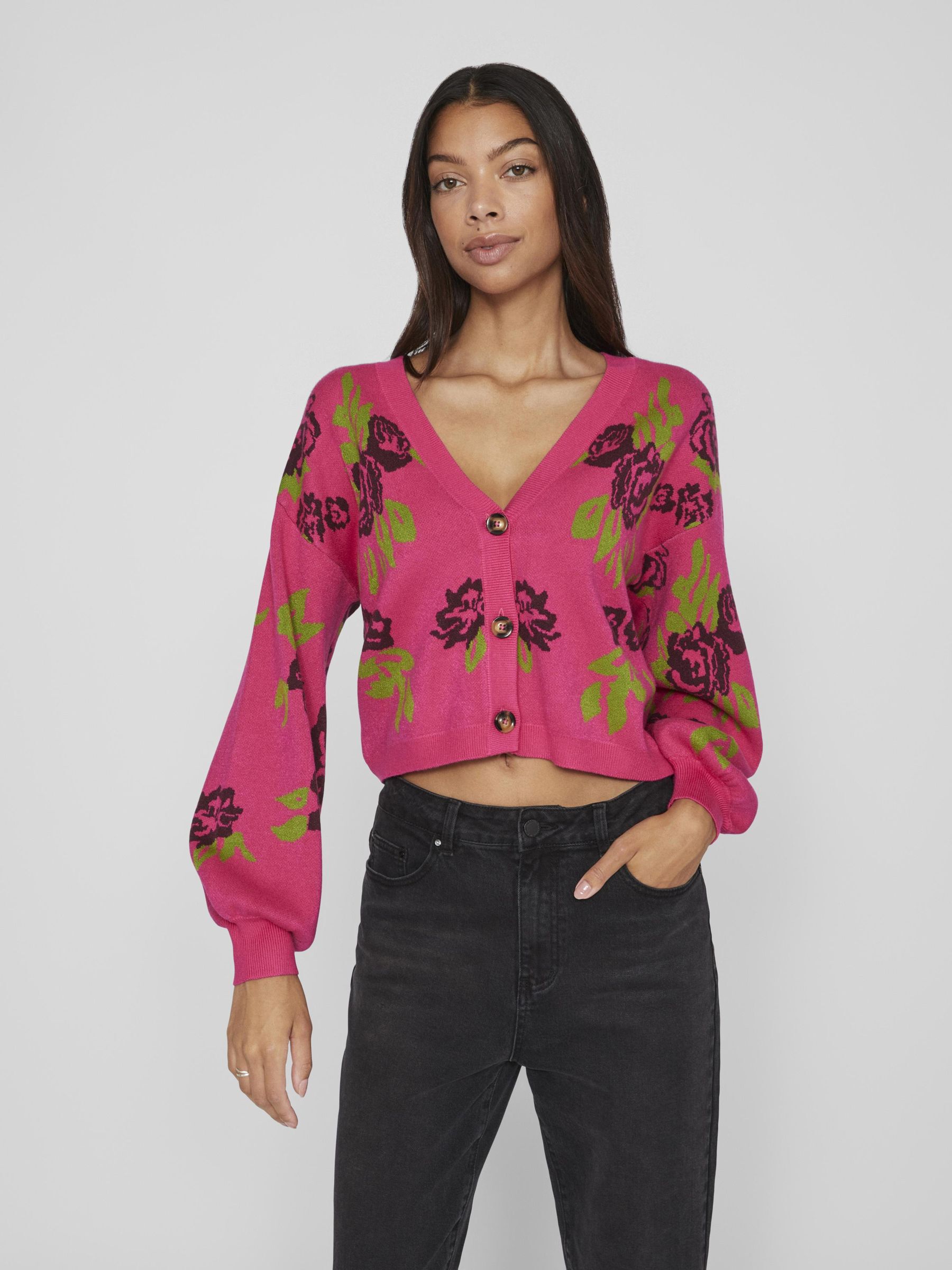 CROP KNITTED CARDIGAN Pink VILA