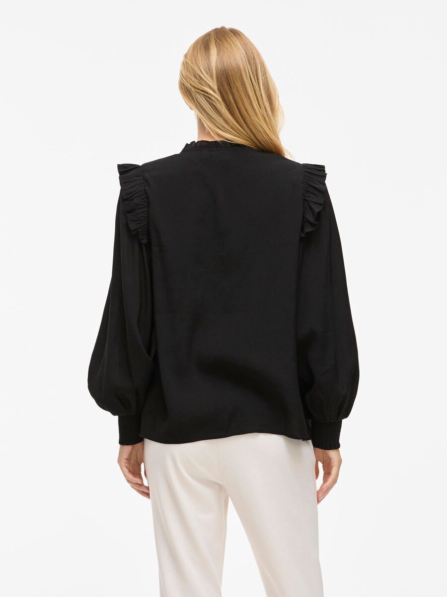 VILA VIKOMMA V-NECK SHIRT, Black, highres - 14113753_Black_004.jpg