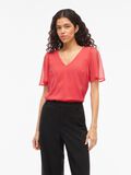 Product image thumbnail - VIFALIA V-NECK SHORT SLEEVED TOP, Hibiscus | 1