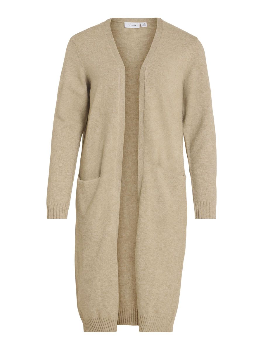 VILA VIRIL LONG KNITTED CARDIGAN, Natural Melange, highres - 14042770_NaturalMelange_001.jpg