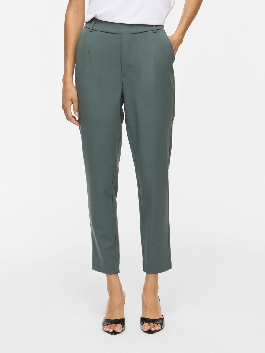 Carousel image - VIVARONE SLIM FIT HIGH WAISTED TROUSERS, Balsam Green | 1