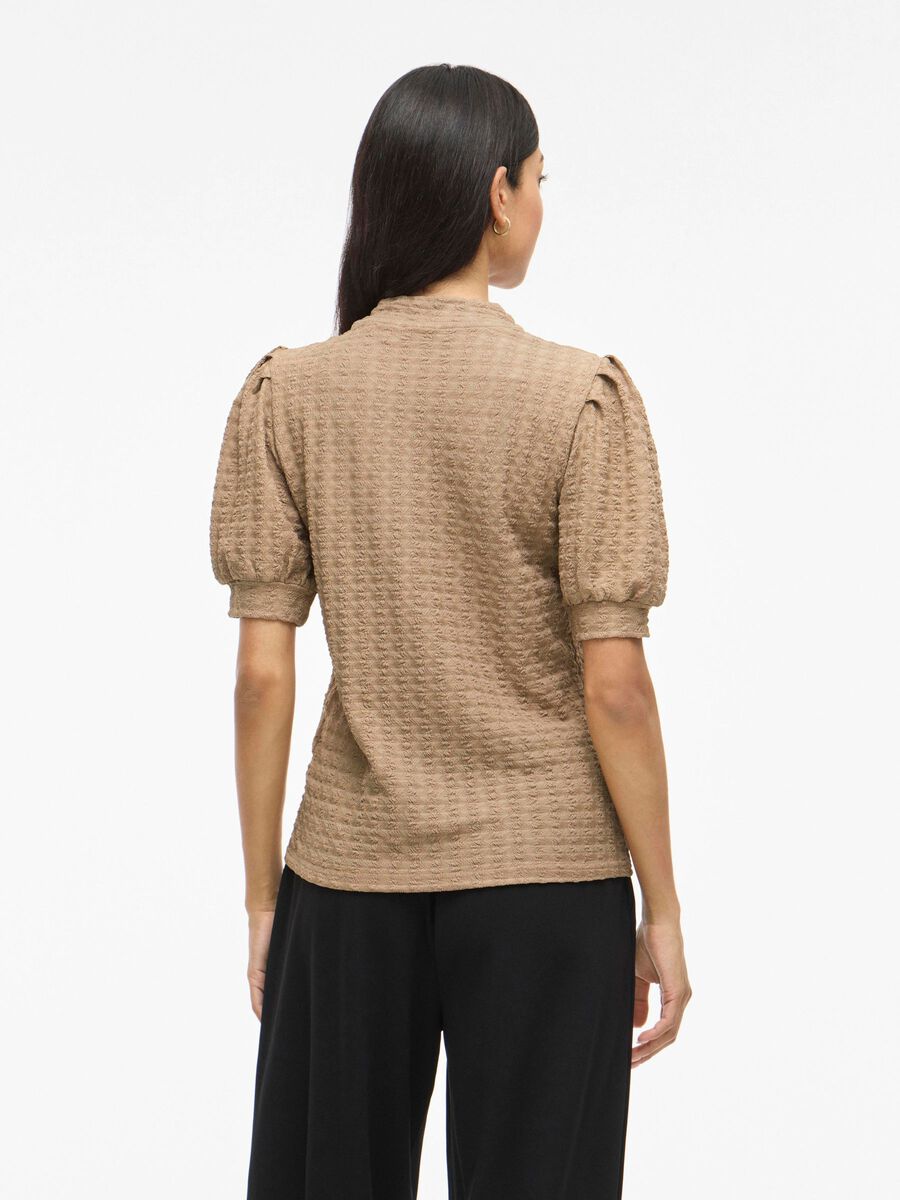 VILA VIRIK HIGH NECK SHORT SLEEVED TOP, Khaki, highres - 14112659_Khaki_004.jpg