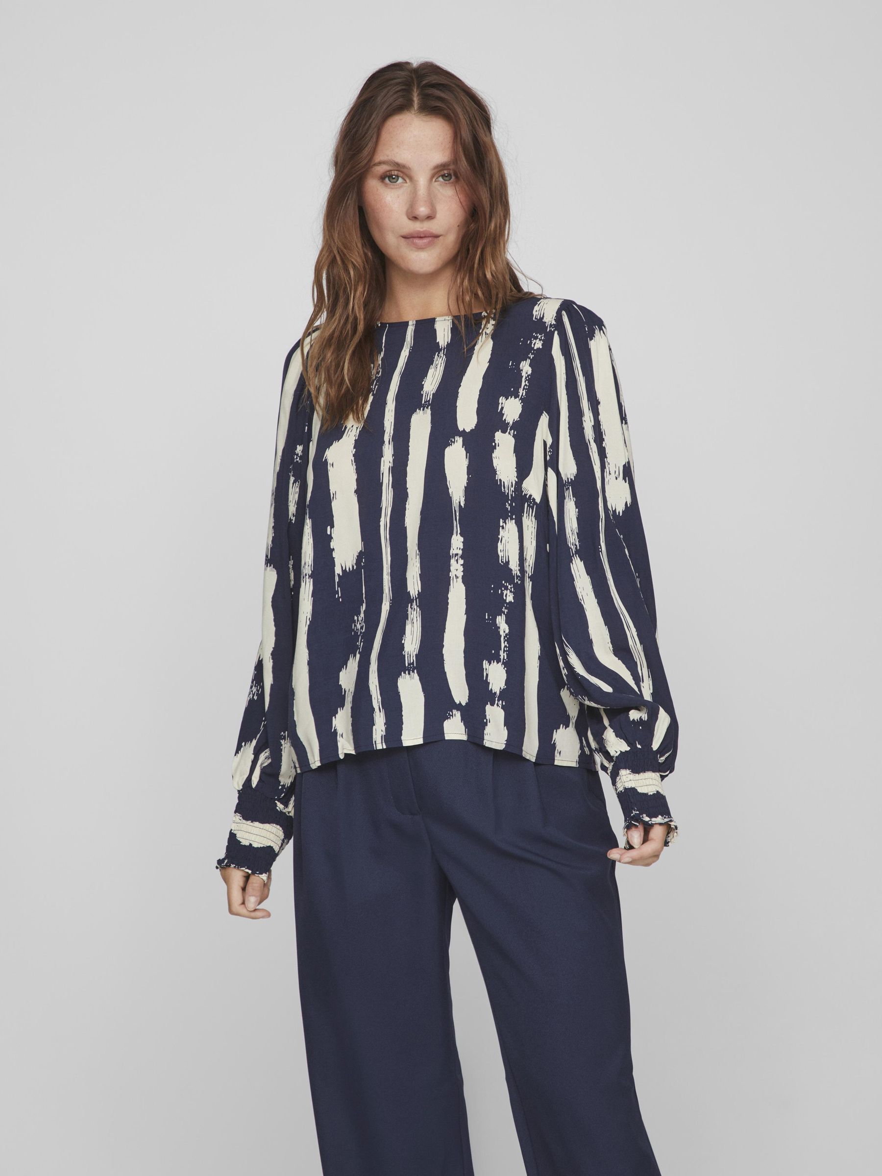 Navy smock top top