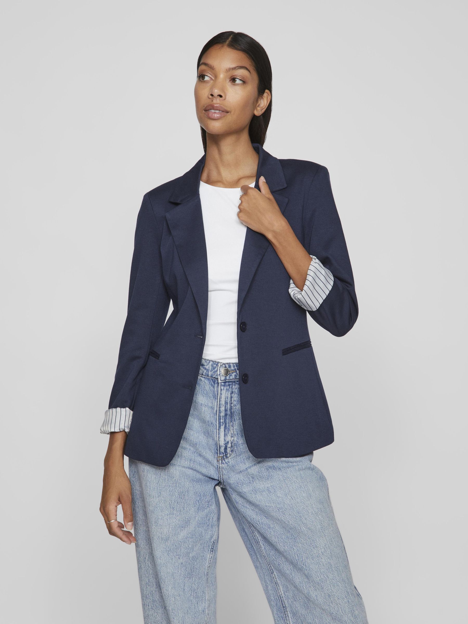 Navy fitted blazer womens hot sale