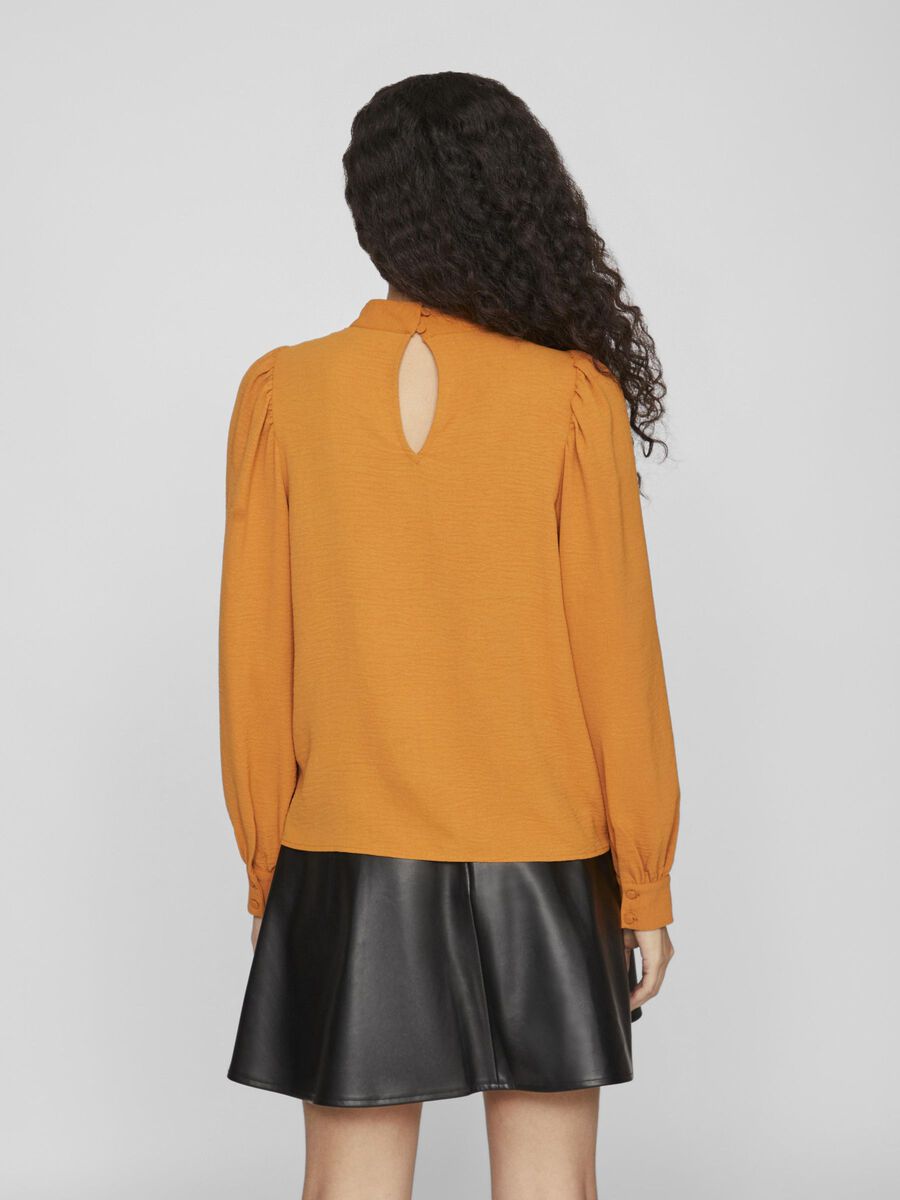VILA HIGH NECK LONG SLEEVED BLOUSE, Inca Gold, highres - 14104001_IncaGold_004.jpg