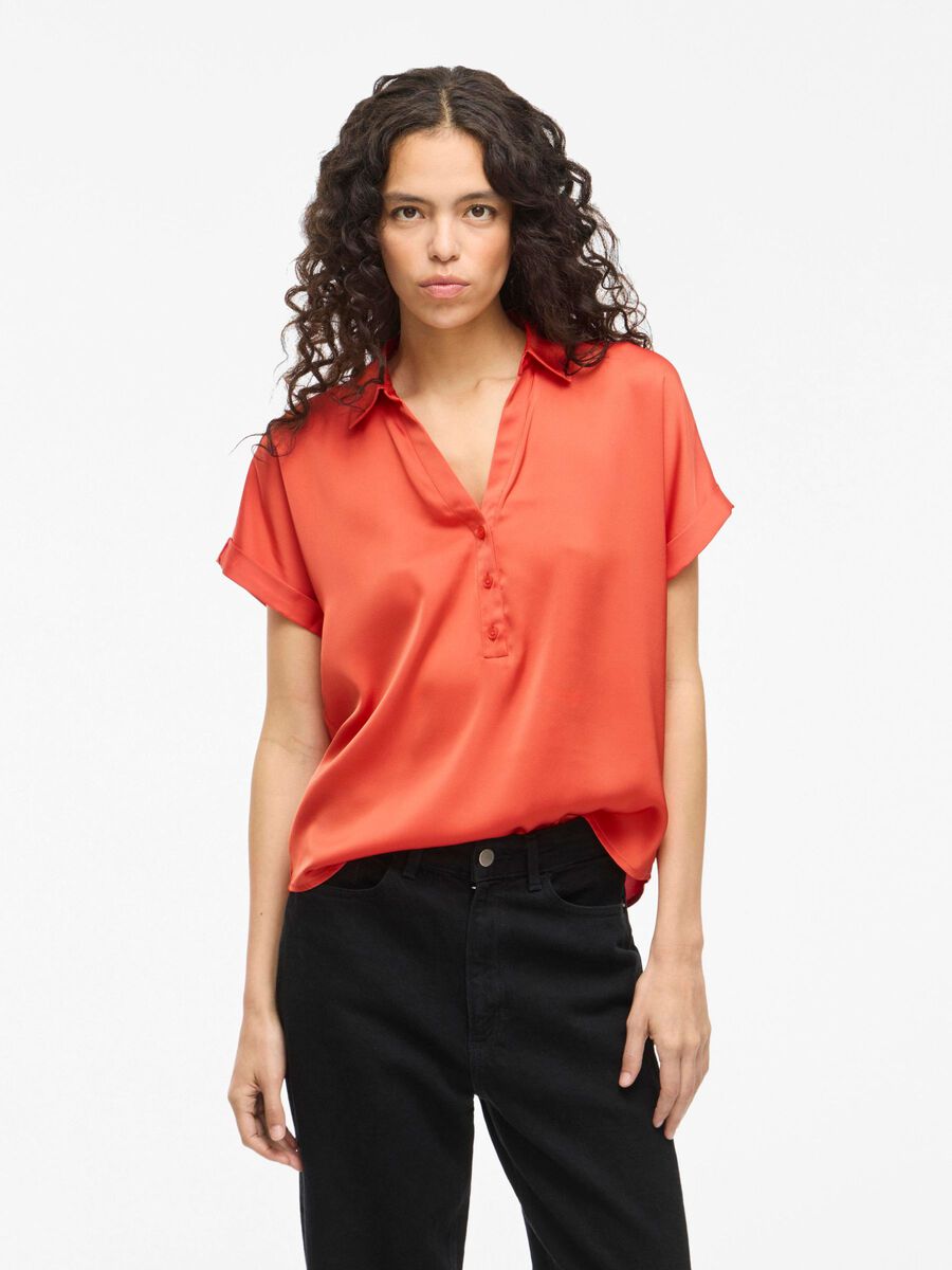 VILA VIENNA SHORT SLEEVED SHIRT, Paprika, highres - 14107405_Paprika_003.jpg