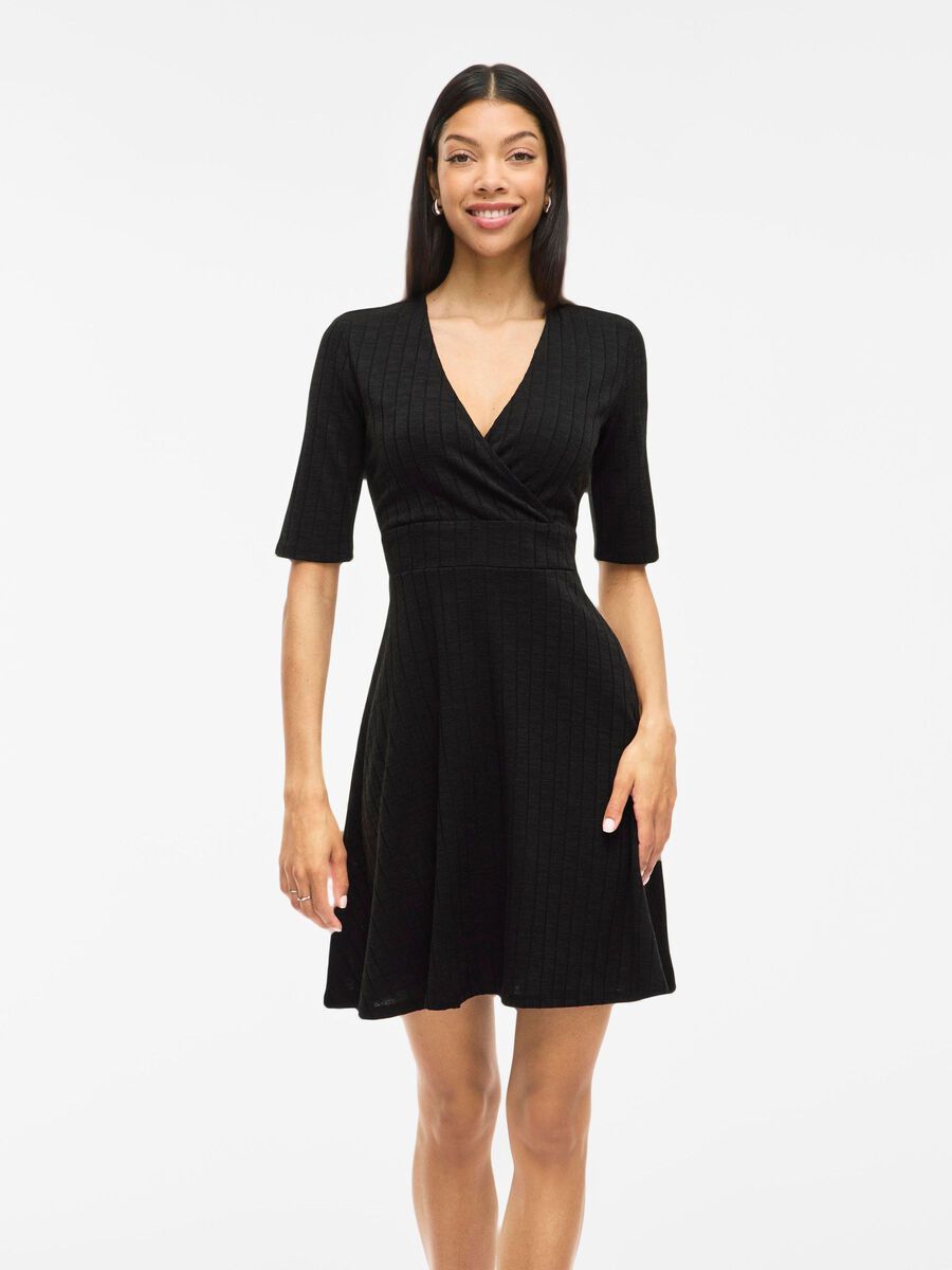 VILA VIMILJA SHORT SLEEVED SHORT DRESS, Black, highres - 14112787_Black_003.jpg