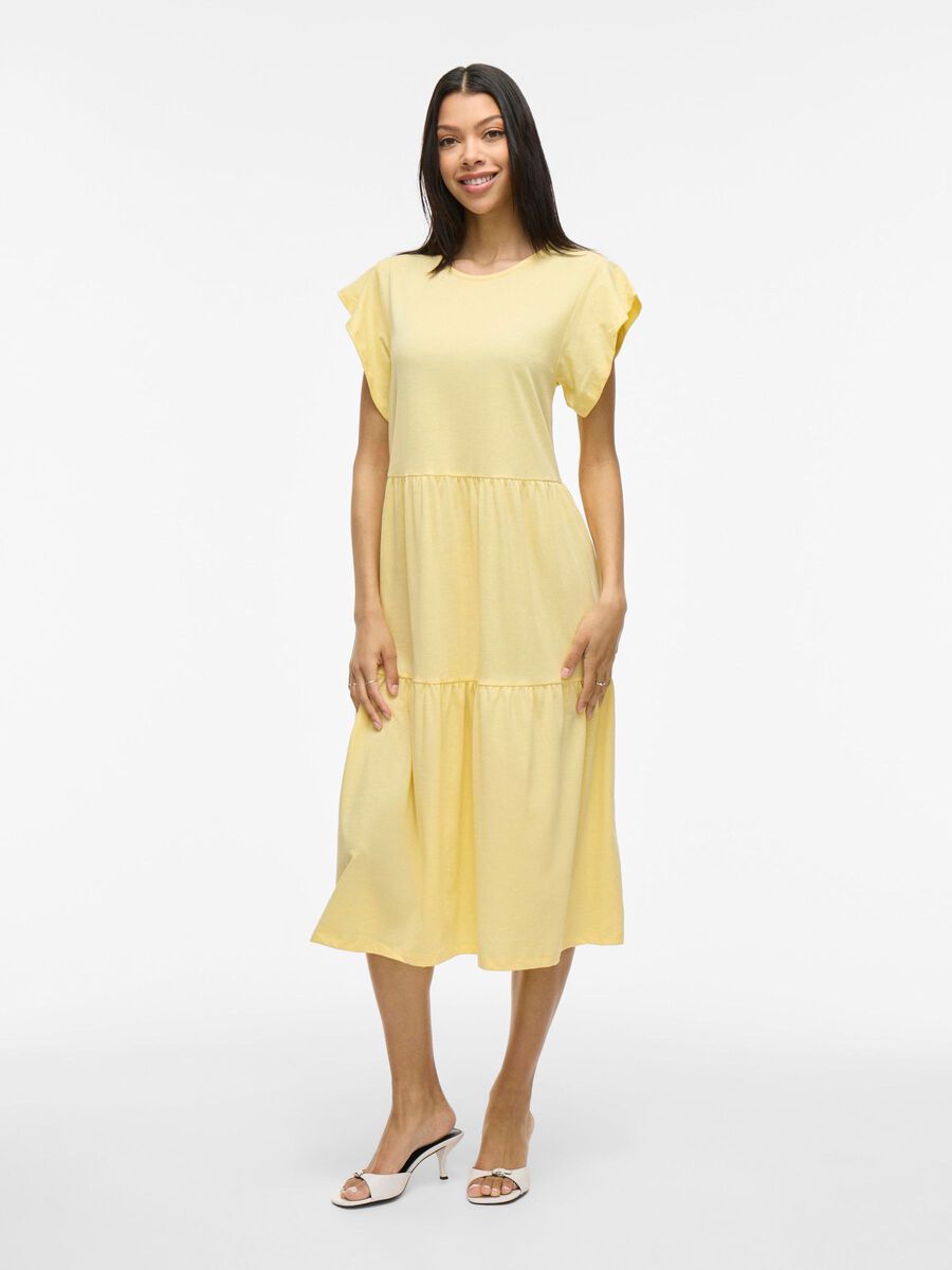 VILA SHORT SLEEVE MIDI DRESS, Pale Banana, highres - 14087542_PaleBanana_003.jpg