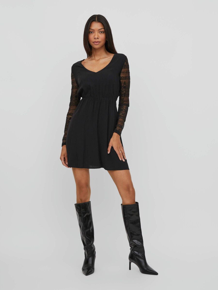 Vila KANTEN JURK MET LANGE MOUWEN, Black, highres - 14083598_Black_003.jpg