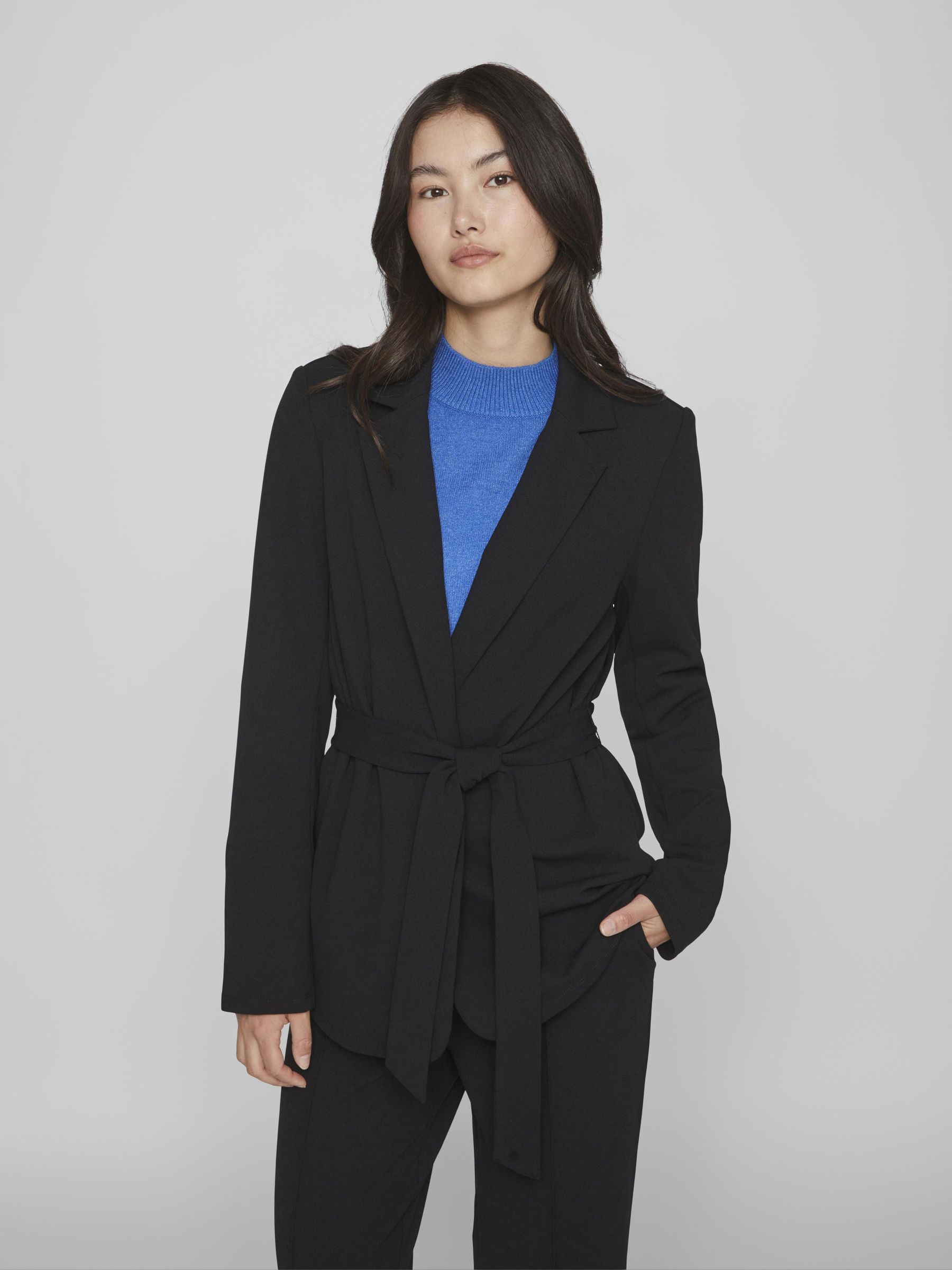 Belted blazer black shop