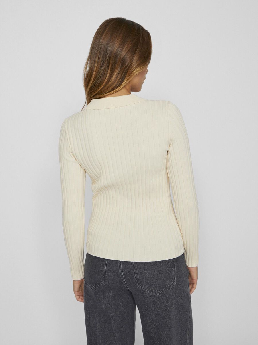 VILA POLO KNITTED PULLOVER, Birch, highres - 14106206_Birch_004.jpg