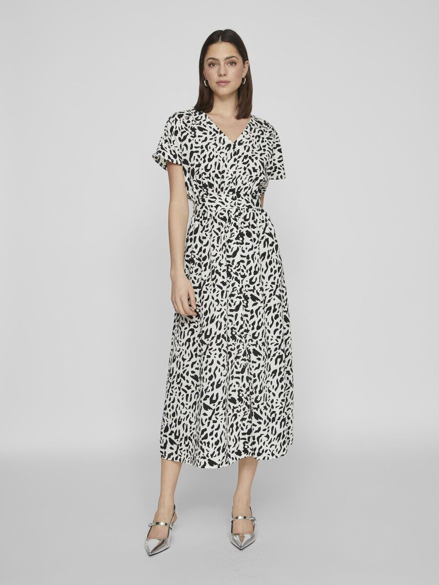 VILA SHORT SLEEVED BUTTONED MIDI DRESS, Birch, highres - 14099280_Birch_1128490_003.jpg