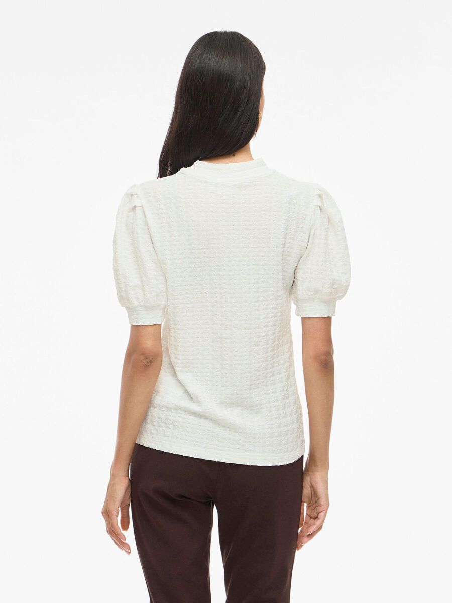 VILA VIRIK HIGH NECK SHORT SLEEVED TOP, Snow White, highres - 14112659_SnowWhite_004.jpg