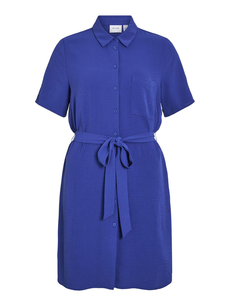 VILA SHORT SLEEVED SHIRT DRESS, Mazarine Blue, highres - 14101659_MazarineBlue_001.jpg