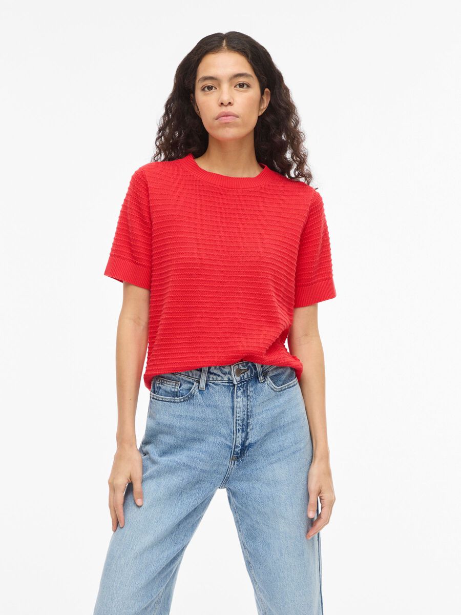 Product carousel image - VILOLLO - MANCHES COURTES TOP EN MAILLE, Hibiscus | 1