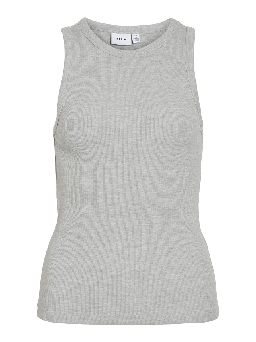 VILA VISOLA RUNDHALS TOP, Light Grey Melange, highres - 14101757_LightGreyMelange_001.jpg