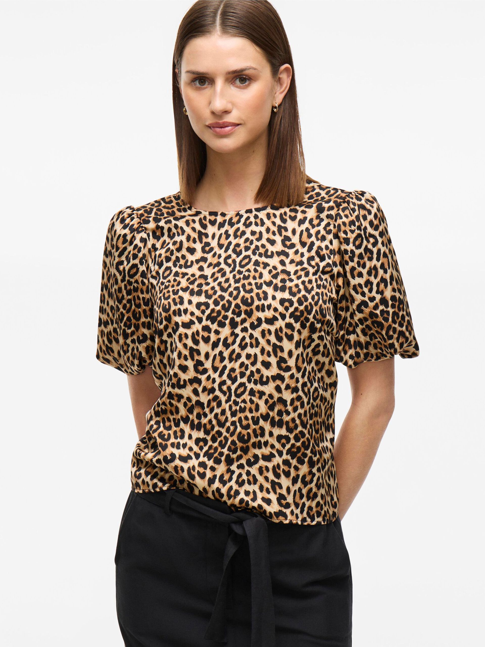 Carousel image - VIELLETTE ROUND NECK SHORT SLEEVED TOP, Caramel Café | 5