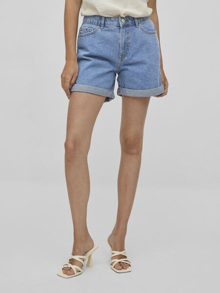 Vila HIGH WAISTED DENIM SHORTS, Light Blue Denim, highres - 14074944_LightBlueDenim_003.jpg