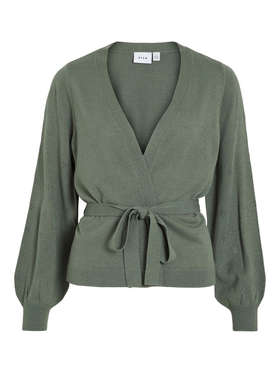 VILA VIAVA BELTE STRIKKET CARDIGAN, Laurel Wreath, highres - 14111229_LaurelWreath_001.jpg