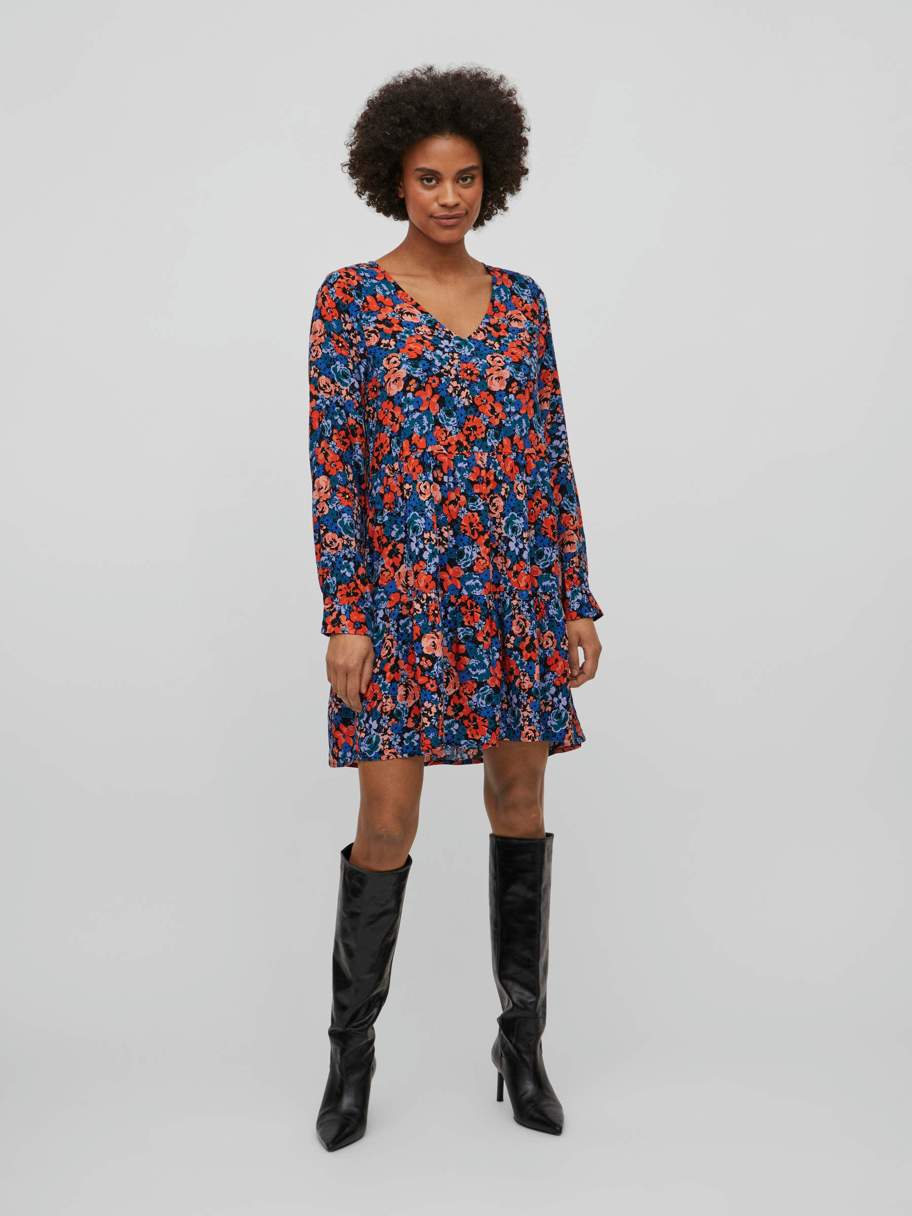 SHORT LONG SLEEVED DRESS Blue VILA