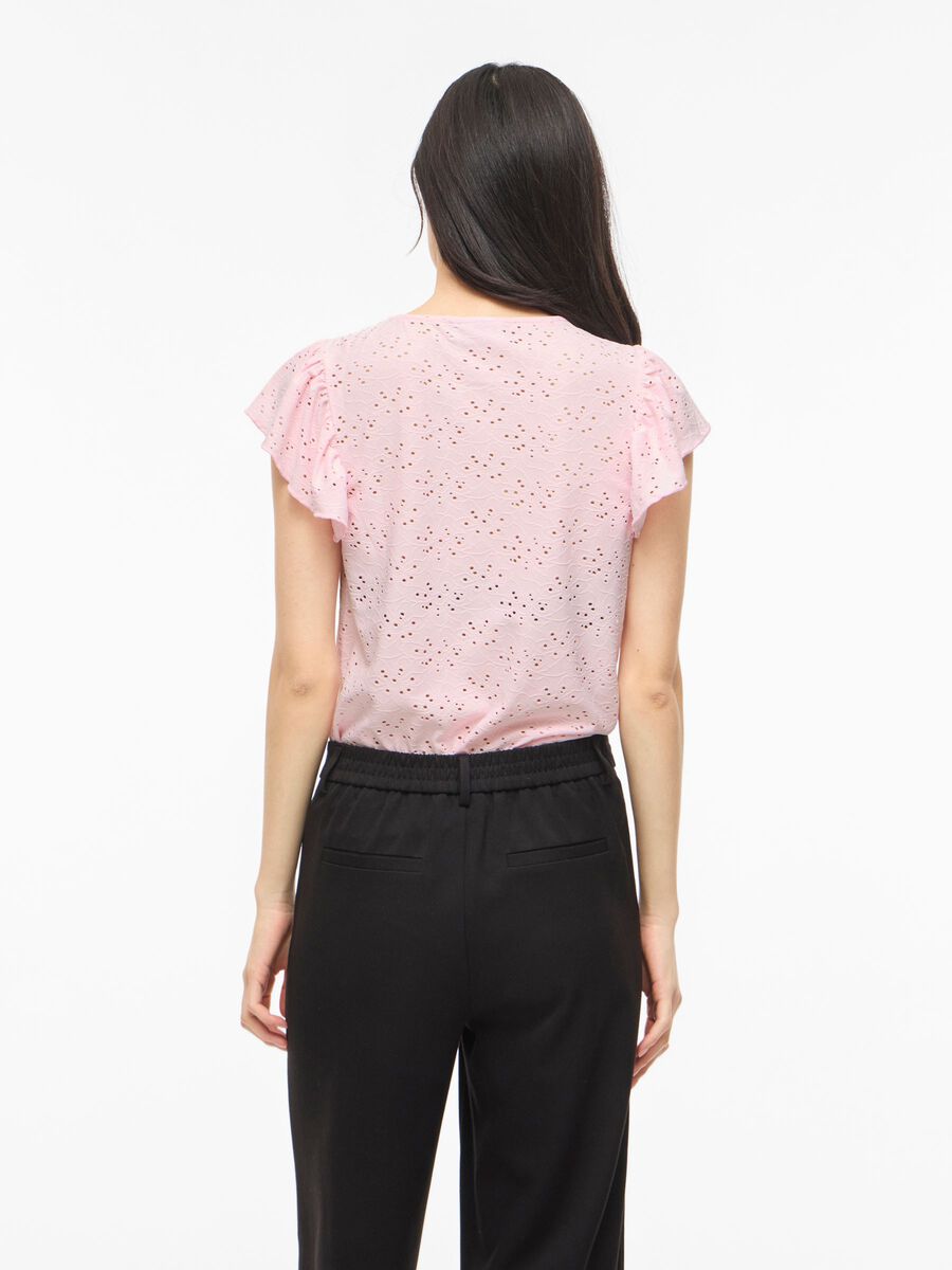 Carousel image - VIKAWA ROUND NECK SHORT SLEEVED TOP, Cherry Blossom | 2
