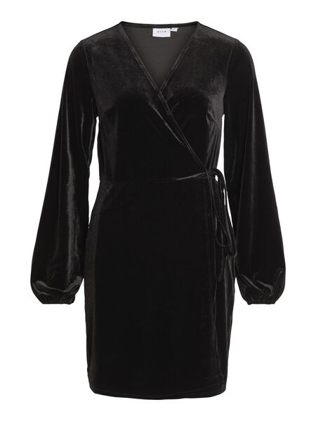Vila KORT VELOUR OMLOTTKLÄNNING, Black, highres - 14092621_Black_001.jpg