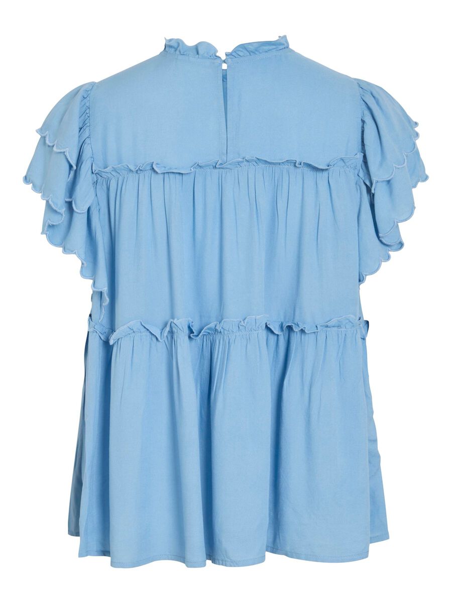 VILA VIPRETA HIGH NECK CAP SLEEVE TOP, Blissful Blue, highres - 14112805_BlissfulBlue_002.jpg