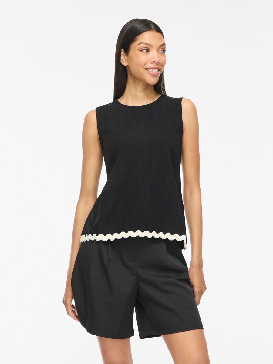 Product carousel image - ROUND NECK SLEEVELESS TOP, Black Beauty | 1