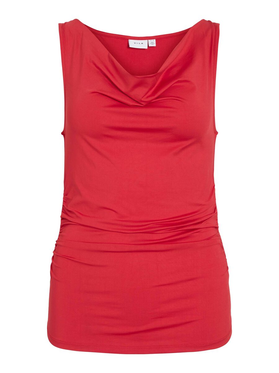 VILA VIKANA WATERFALL SLEEVELESS TOP, Racing Red, highres - 14112655_RacingRed_001.jpg