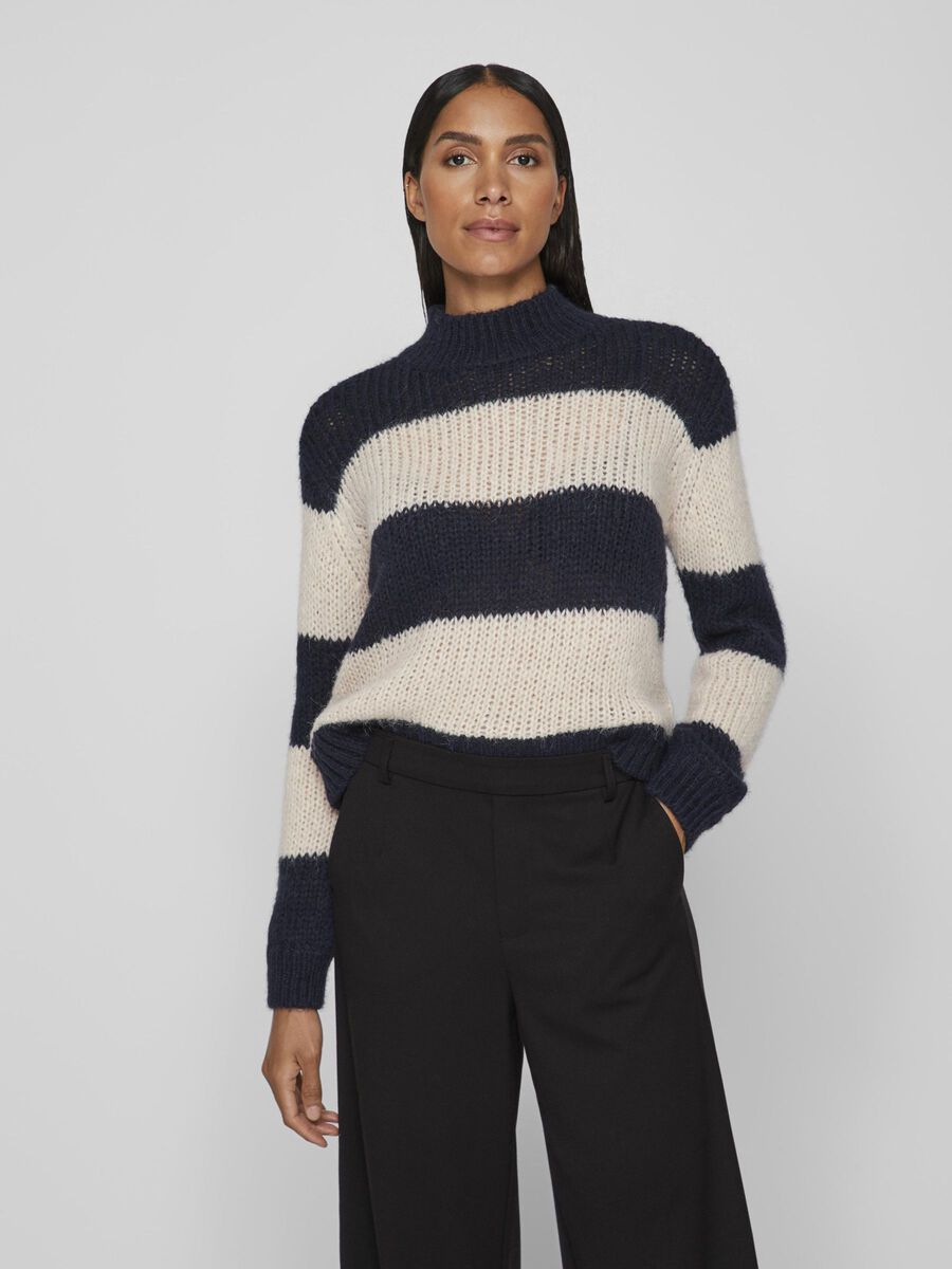 Vila STRIPED KNITTED PULLOVER, Navy Blazer, highres - 14089274_NavyBlazer_1060460_003.jpg