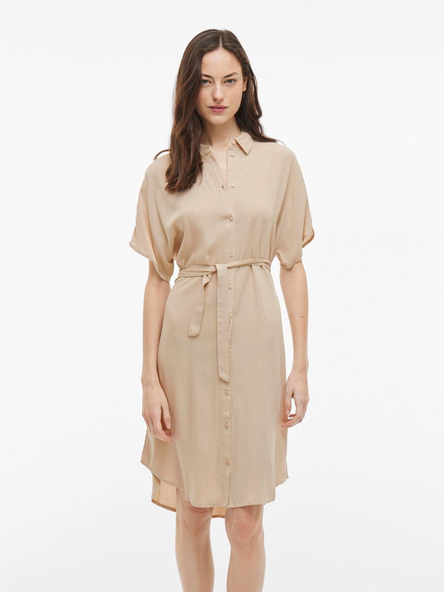 VILA SHORT SLEEVED SHIRT DRESS, Feather Gray, highres - 14101741_FeatherGray_003.jpg