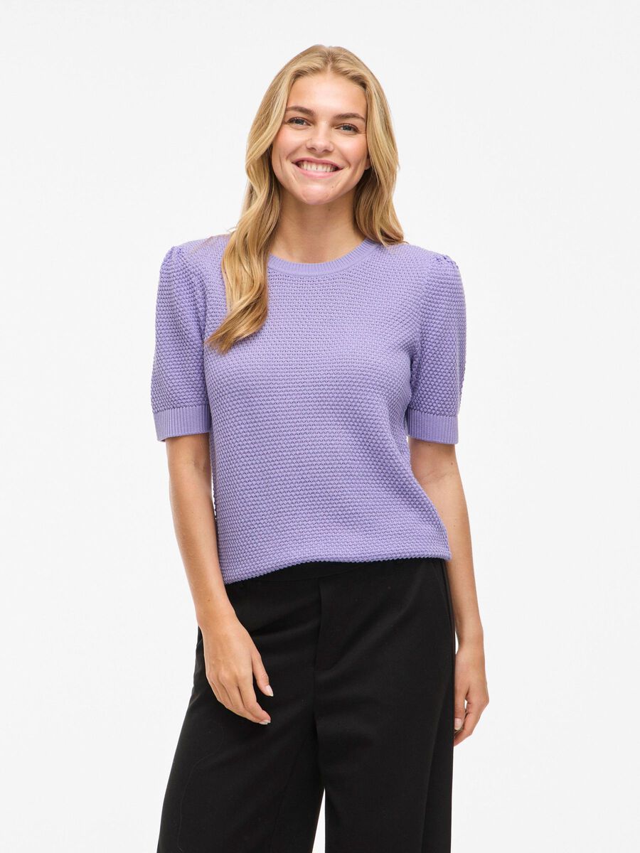 VILA SHORT-SLEEVED KNITTED TOP, Violet Tulip, highres - 14084421_VioletTulip_003.jpg