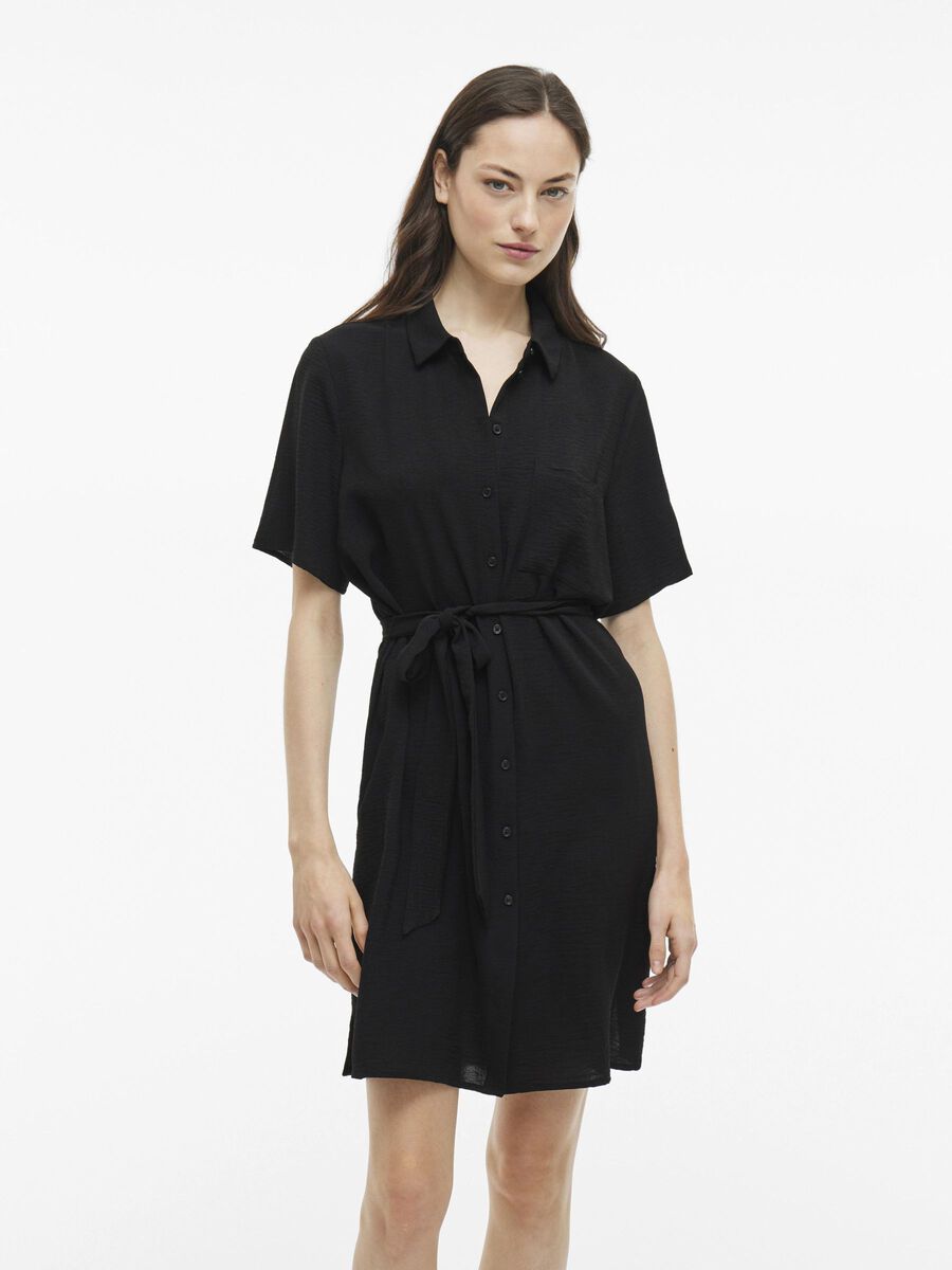 VILA SHORT SLEEVED SHIRT DRESS, Black Beauty, highres - 14101659_BlackBeauty_003.jpg