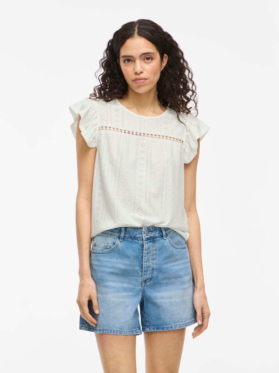 VILA VIPOINTA ROUND NECK CAP SLEEVE TOP, Snow White, highres - 14111149_SnowWhite_003.jpg