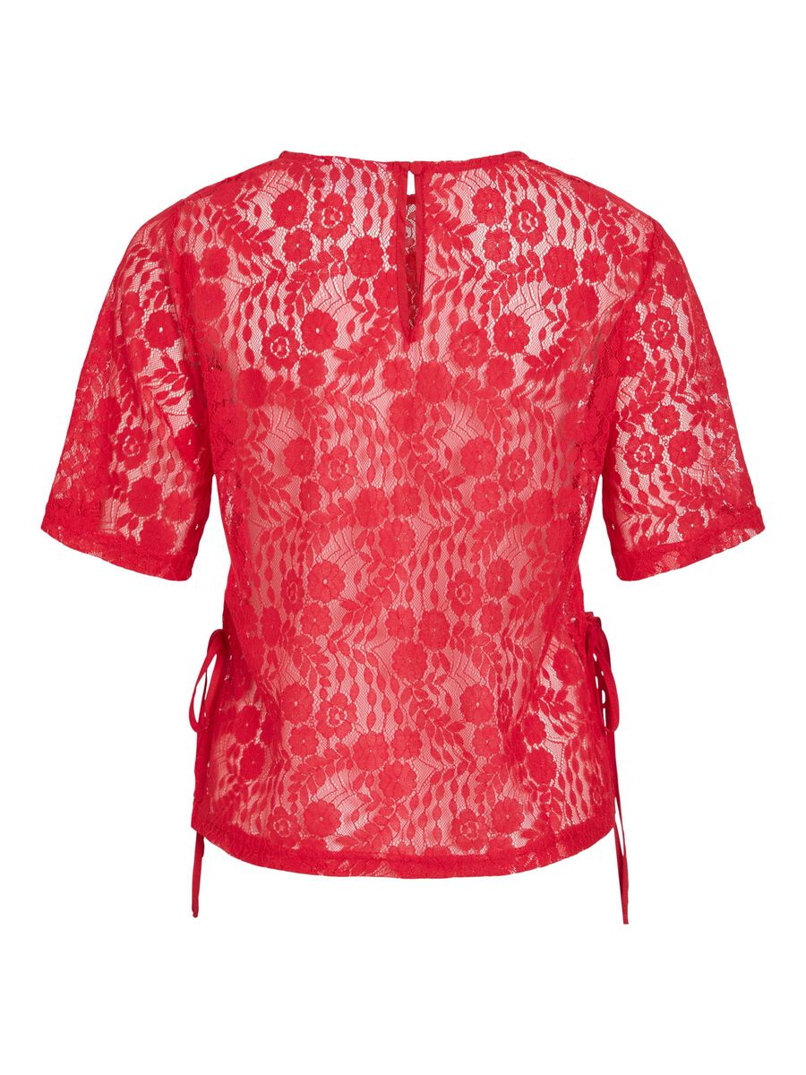VILA VIHILDE LACE SHORT SLEEVED TOP, Racing Red, highres - 14112083_RacingRed_002.jpg